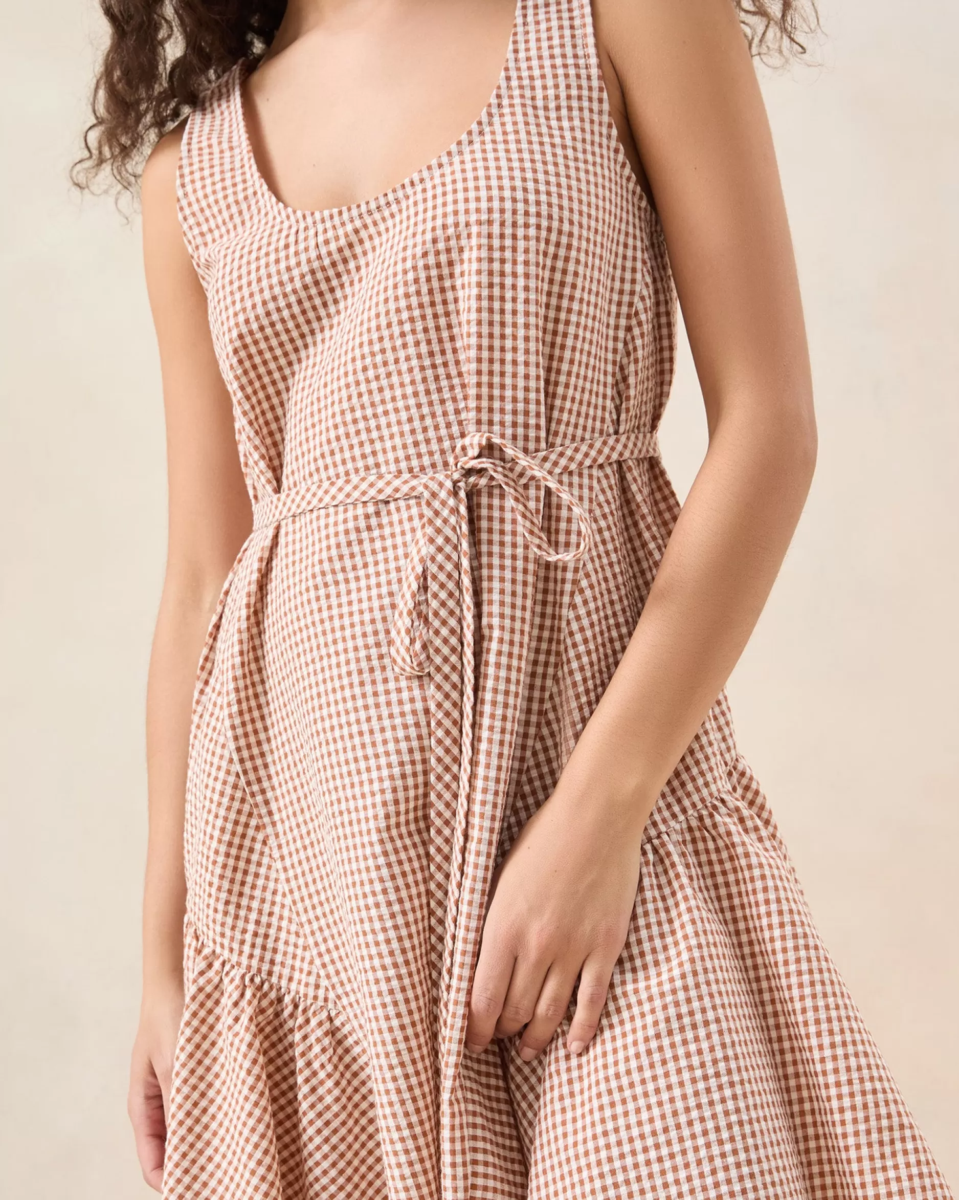 Loeffler Randall Avi Brown Gingham Swing Dress