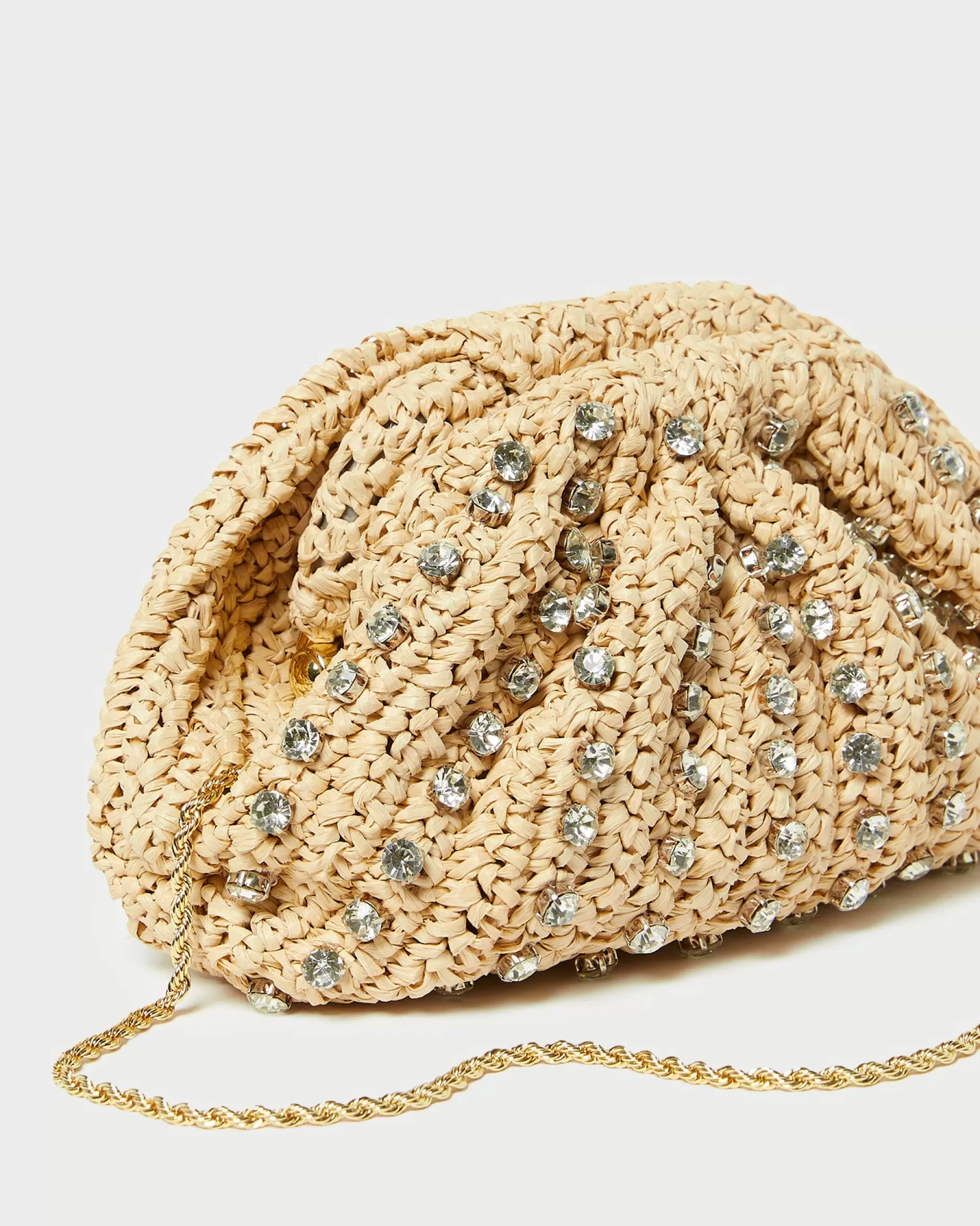 Loeffler Randall Bailey Natural/Crystal Dome Clutch