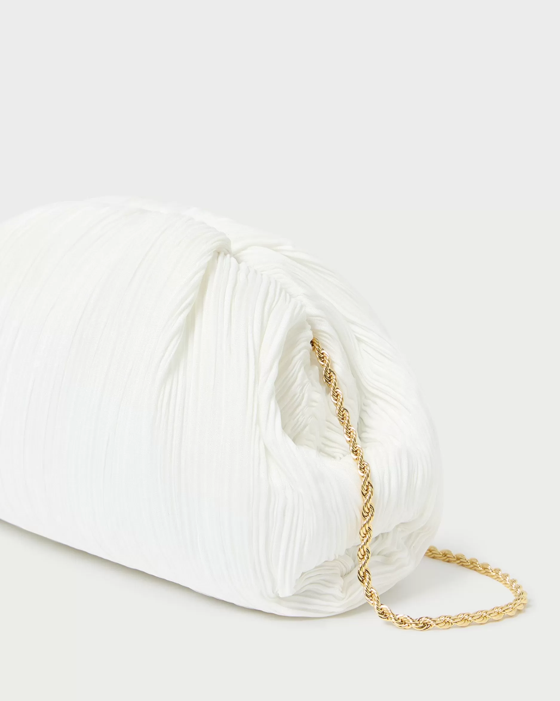 Loeffler Randall Bailey White Pleated Dome Clutch