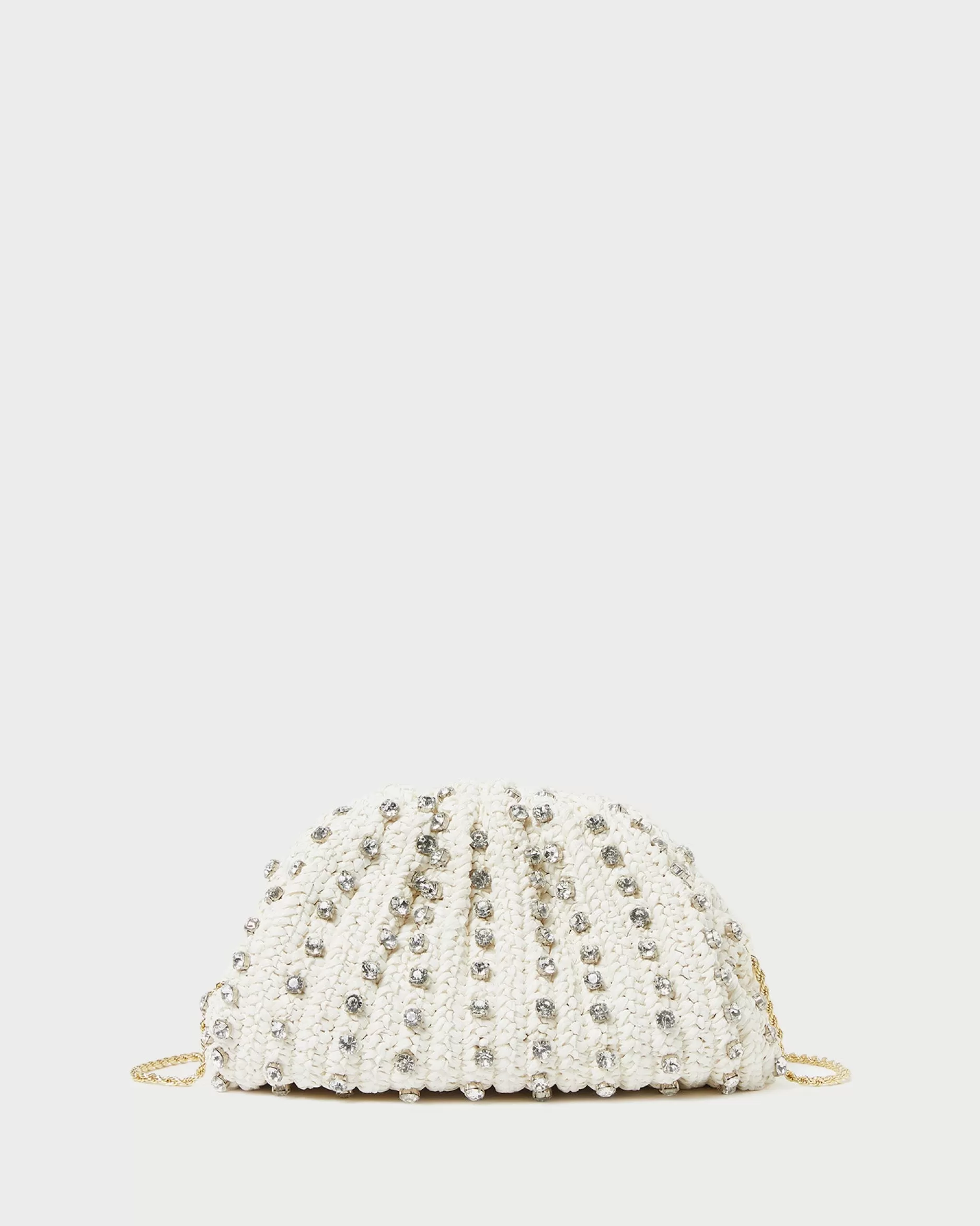 Loeffler Randall Bailey White/Crystal Dome Clutch