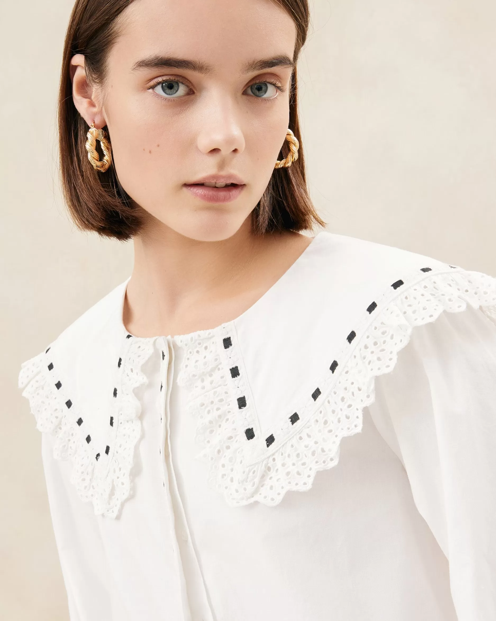 Loeffler Randall Daisy Broderie Collared Blouse