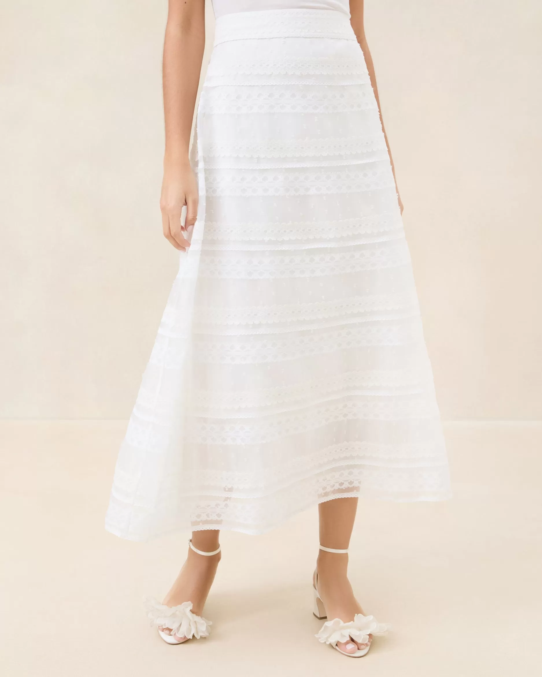 Loeffler Randall Delilah Cream Ruffle Organza Skirt