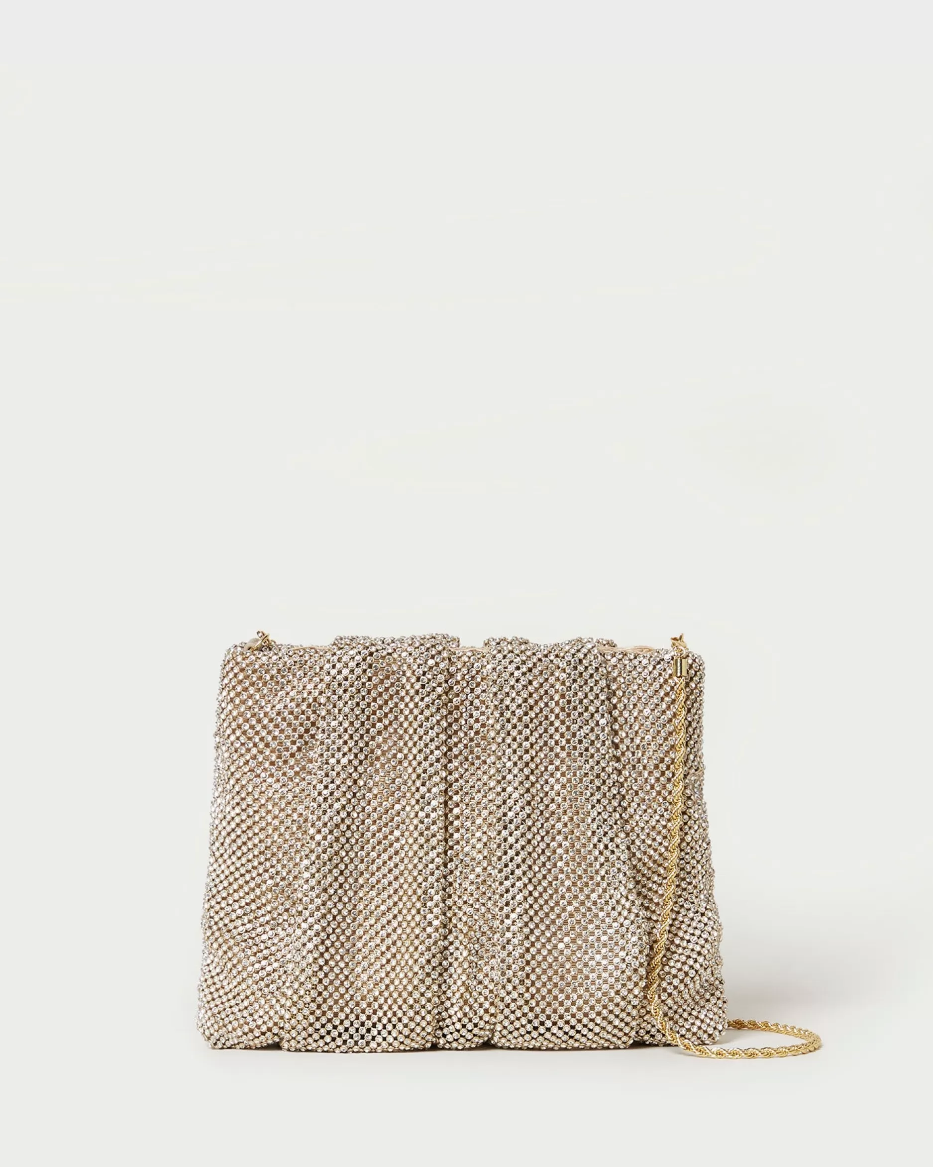 Loeffler Randall Ember Gold Diamanté Gathered Clutch