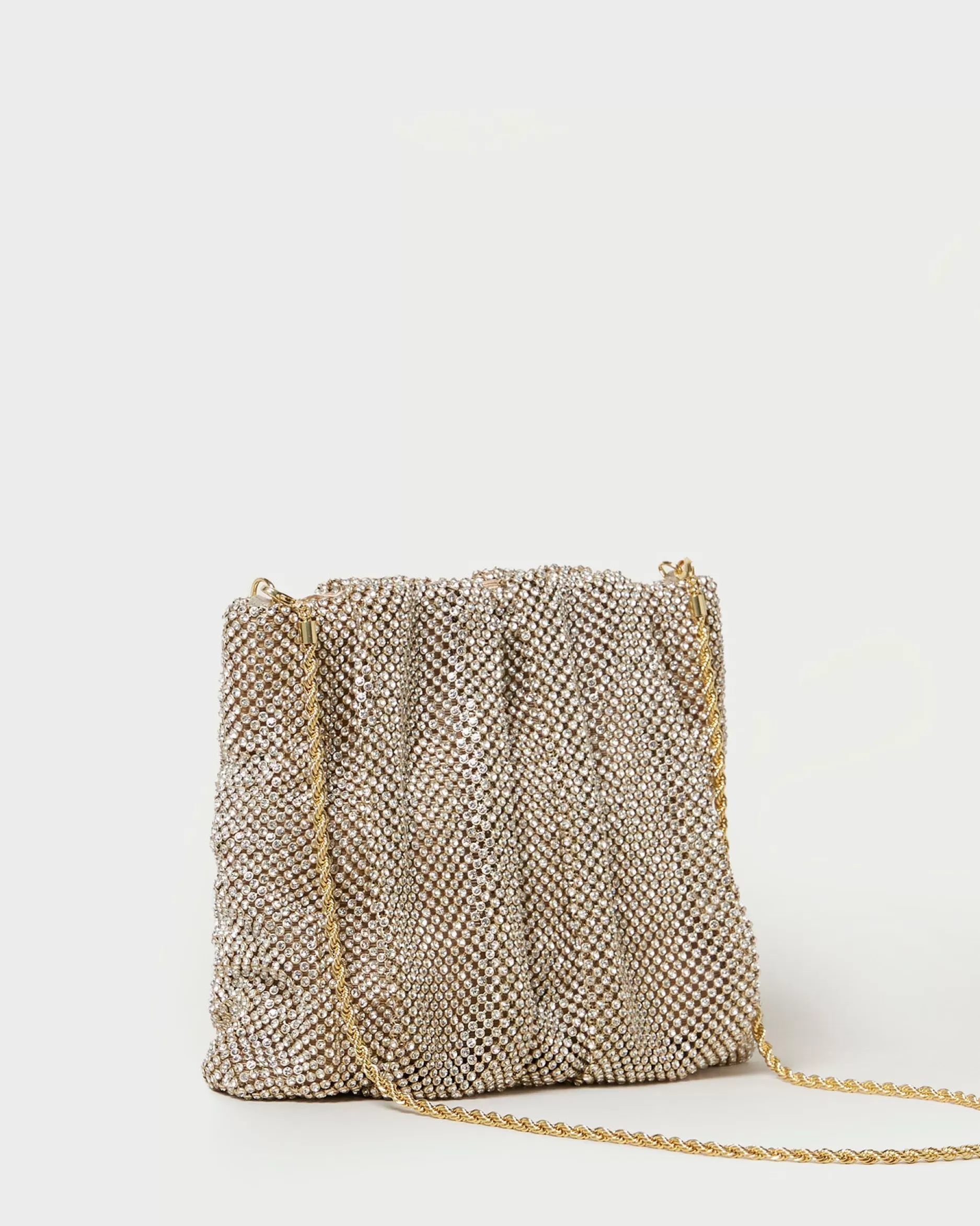 Loeffler Randall Ember Gold Diamanté Gathered Clutch