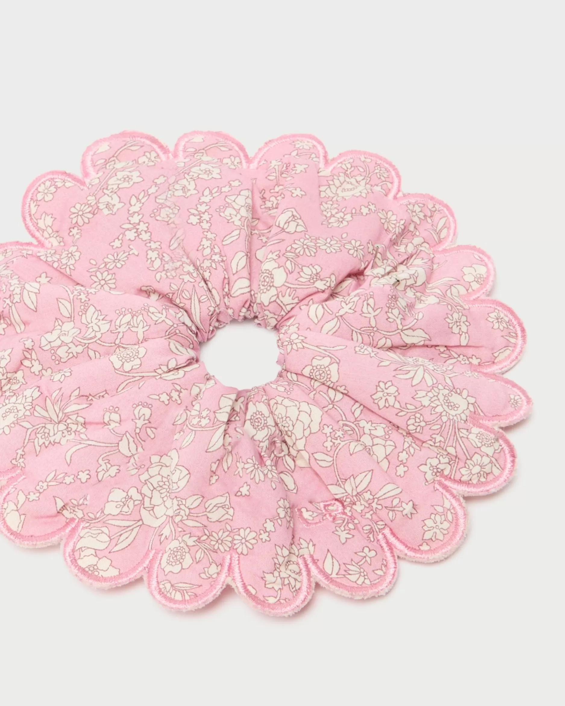 Loeffler Randall Frankie Pink Floral Scallop Scrunchie