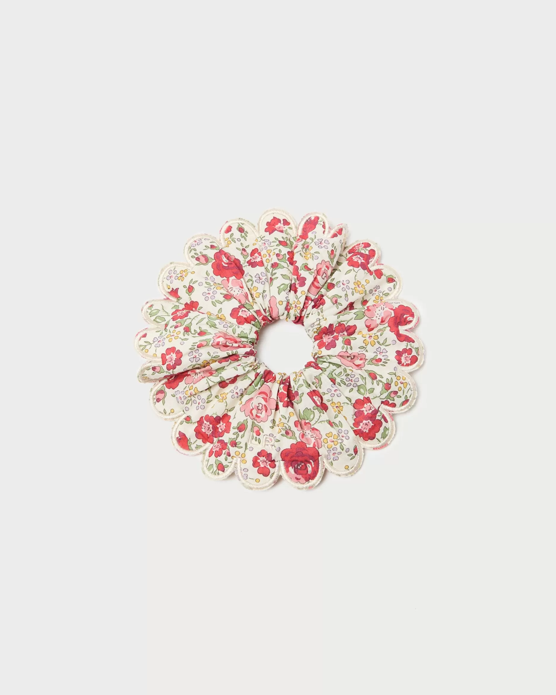 Loeffler Randall Frankie Red Floral Scallop Scrunchie