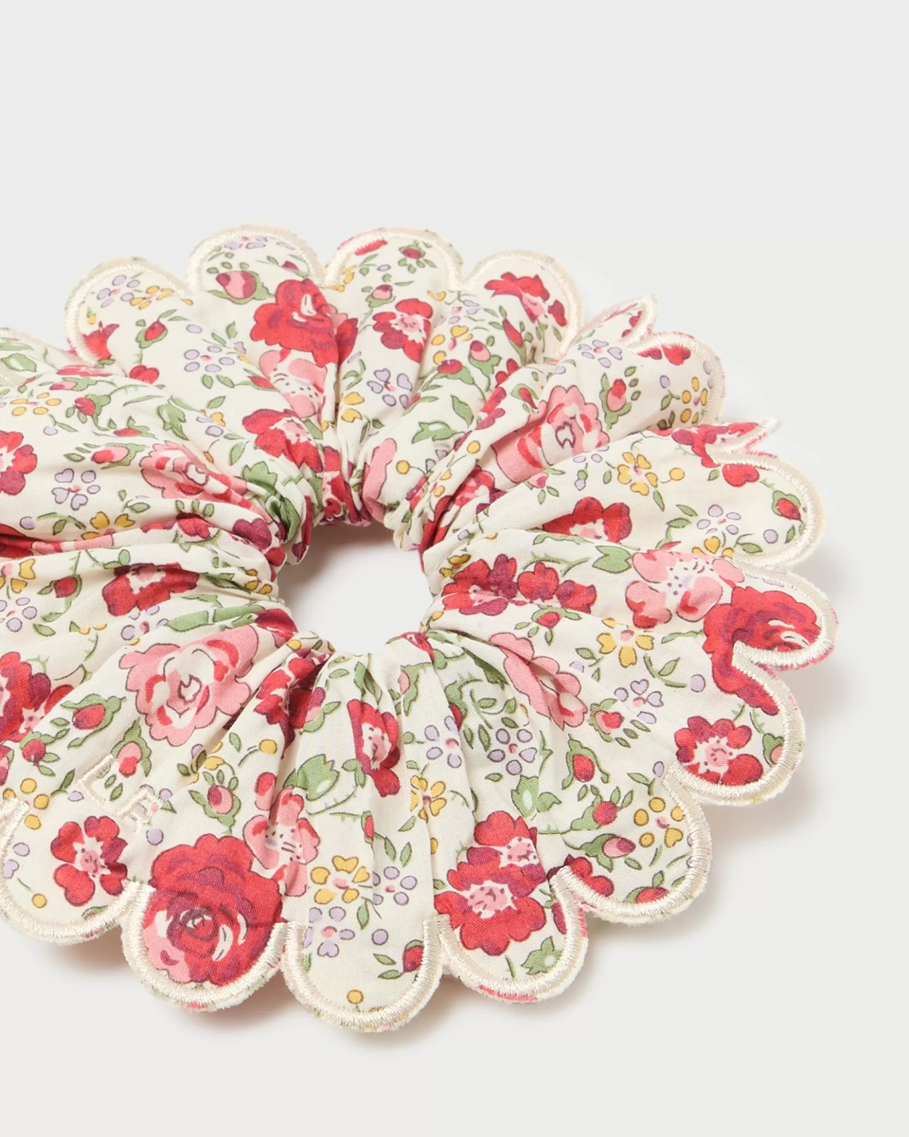 Loeffler Randall Frankie Red Floral Scallop Scrunchie