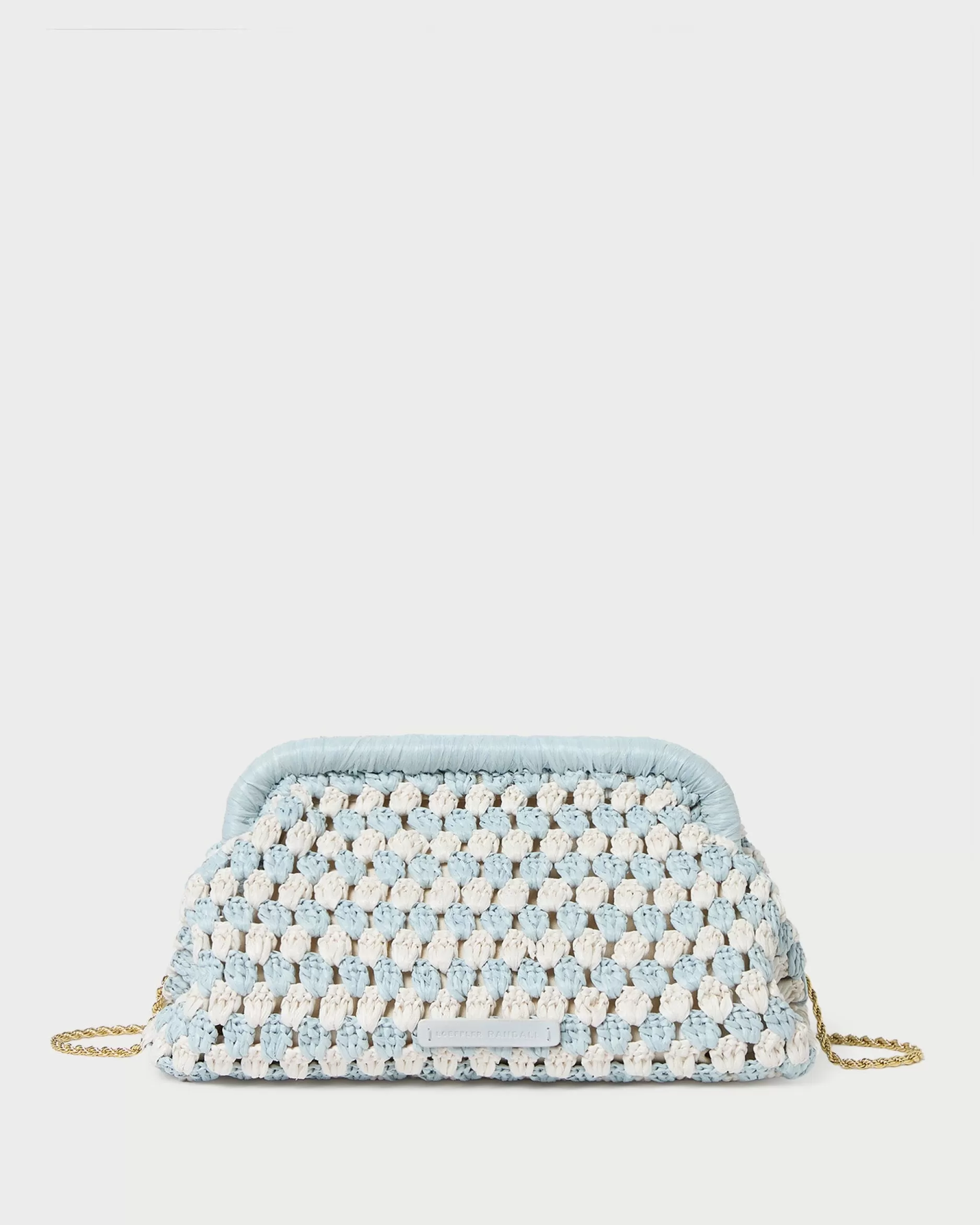 Loeffler Randall Glenda Blue/Cream Crochet Clutch