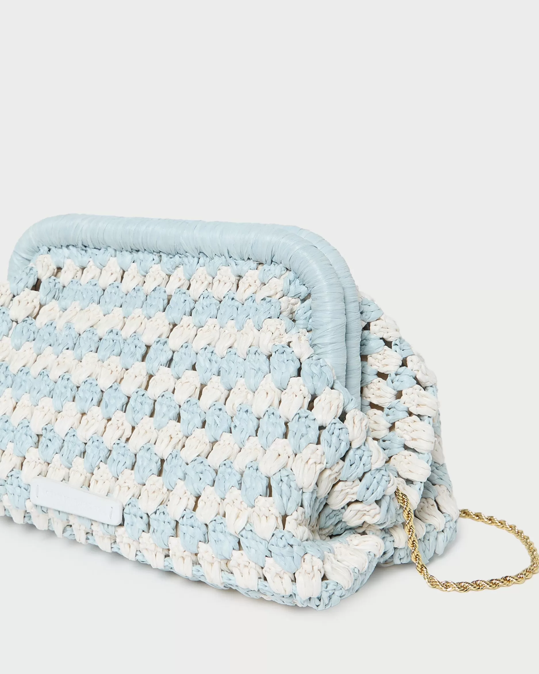 Loeffler Randall Glenda Blue/Cream Crochet Clutch