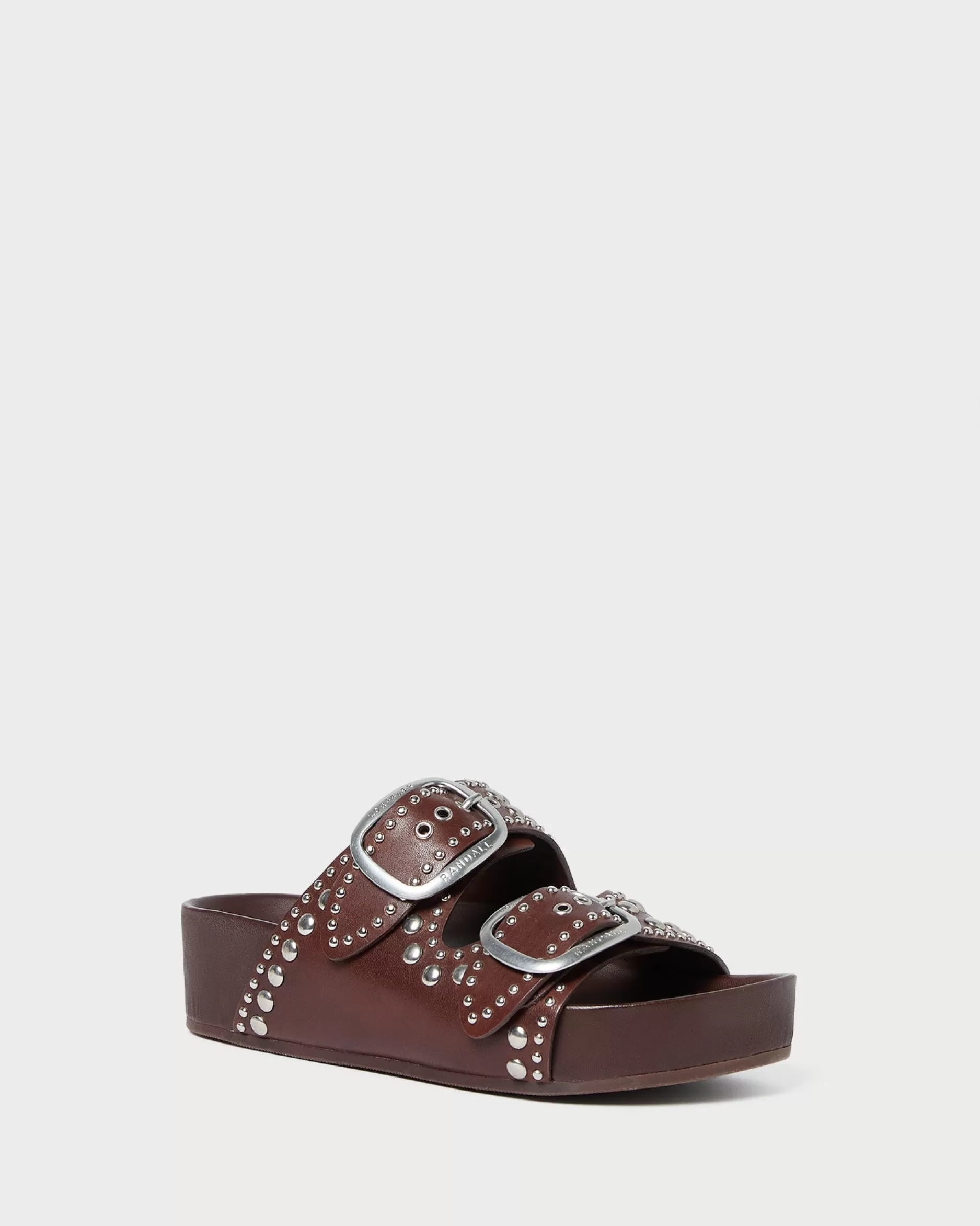 Loeffler Randall Jack Espresso Leather Studded Sandal