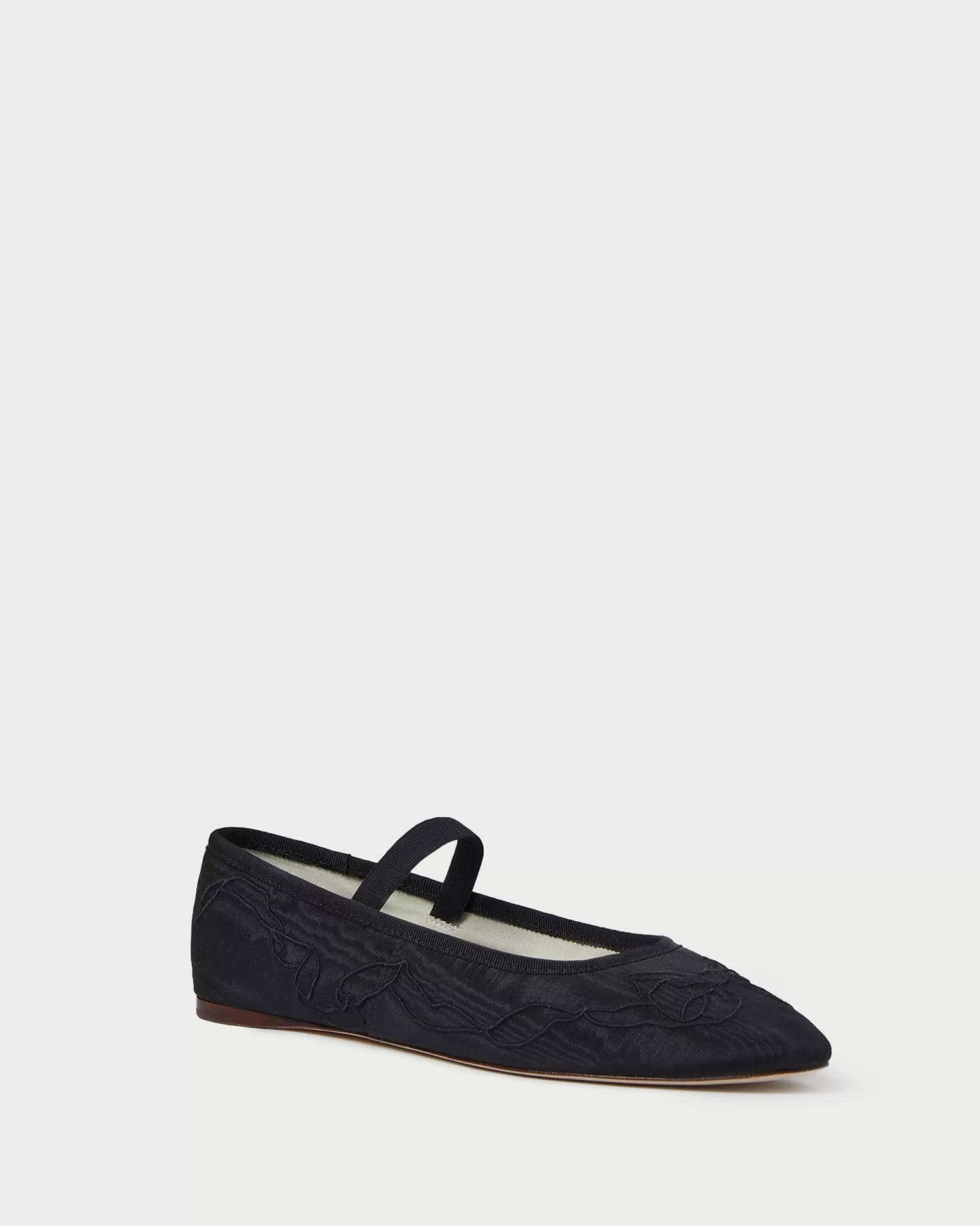 Loeffler Randall Leonie Black Embroidered Bow Flat