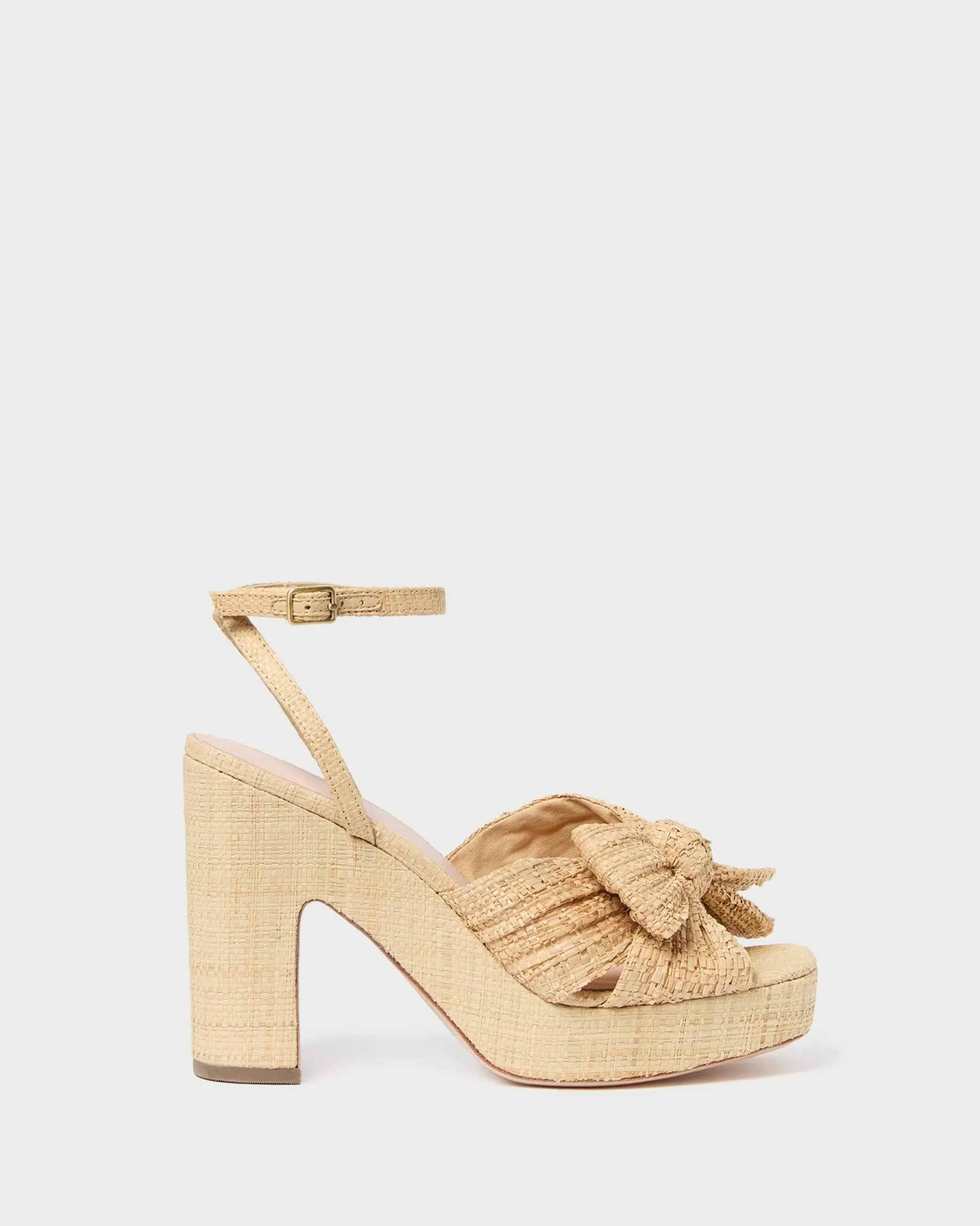 Loeffler Randall Lucia Natural Pleated Bow Platform