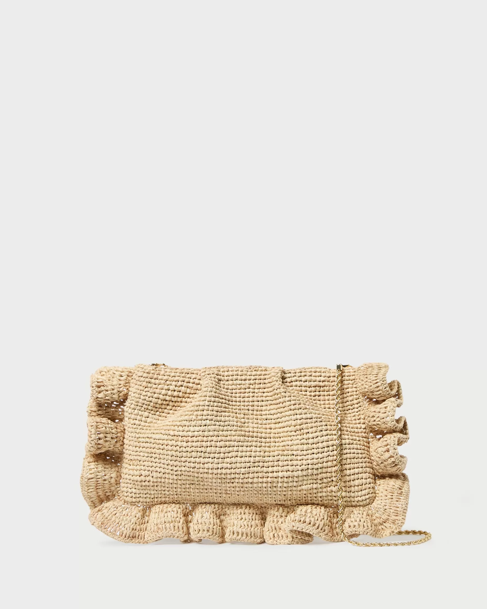 Loeffler Randall Mavis Raffia Ruffle Clutch