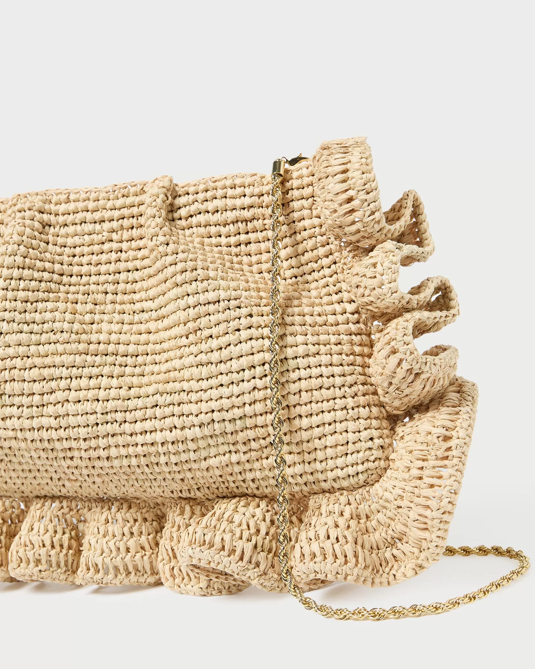 Loeffler Randall Mavis Raffia Ruffle Clutch