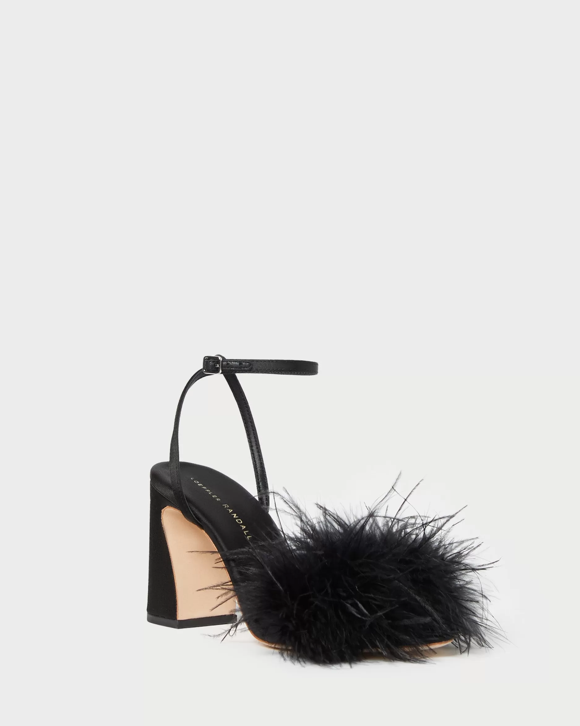 Loeffler Randall Minerva Black Satin/Feather Sandal