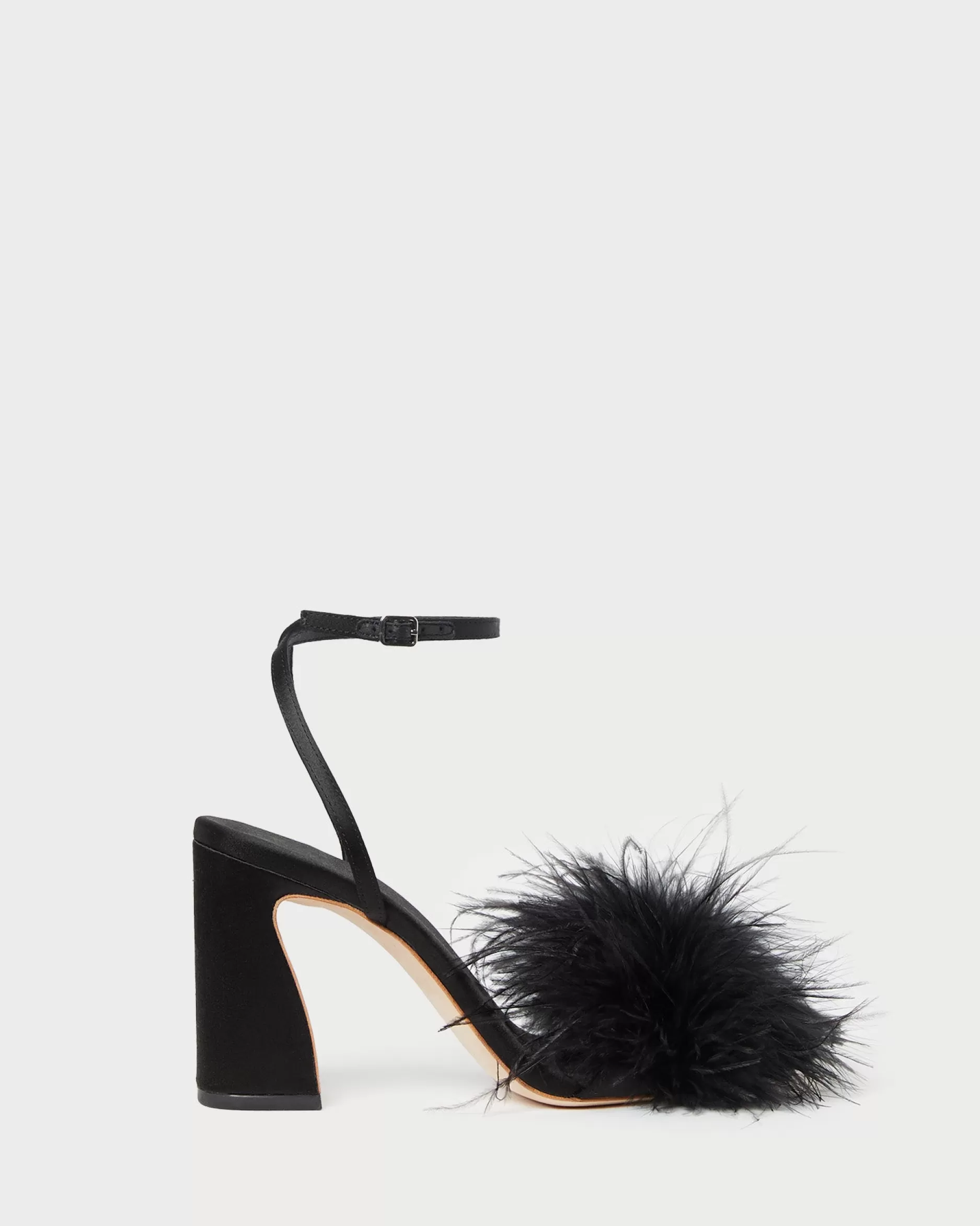 Loeffler Randall Minerva Black Satin/Feather Sandal