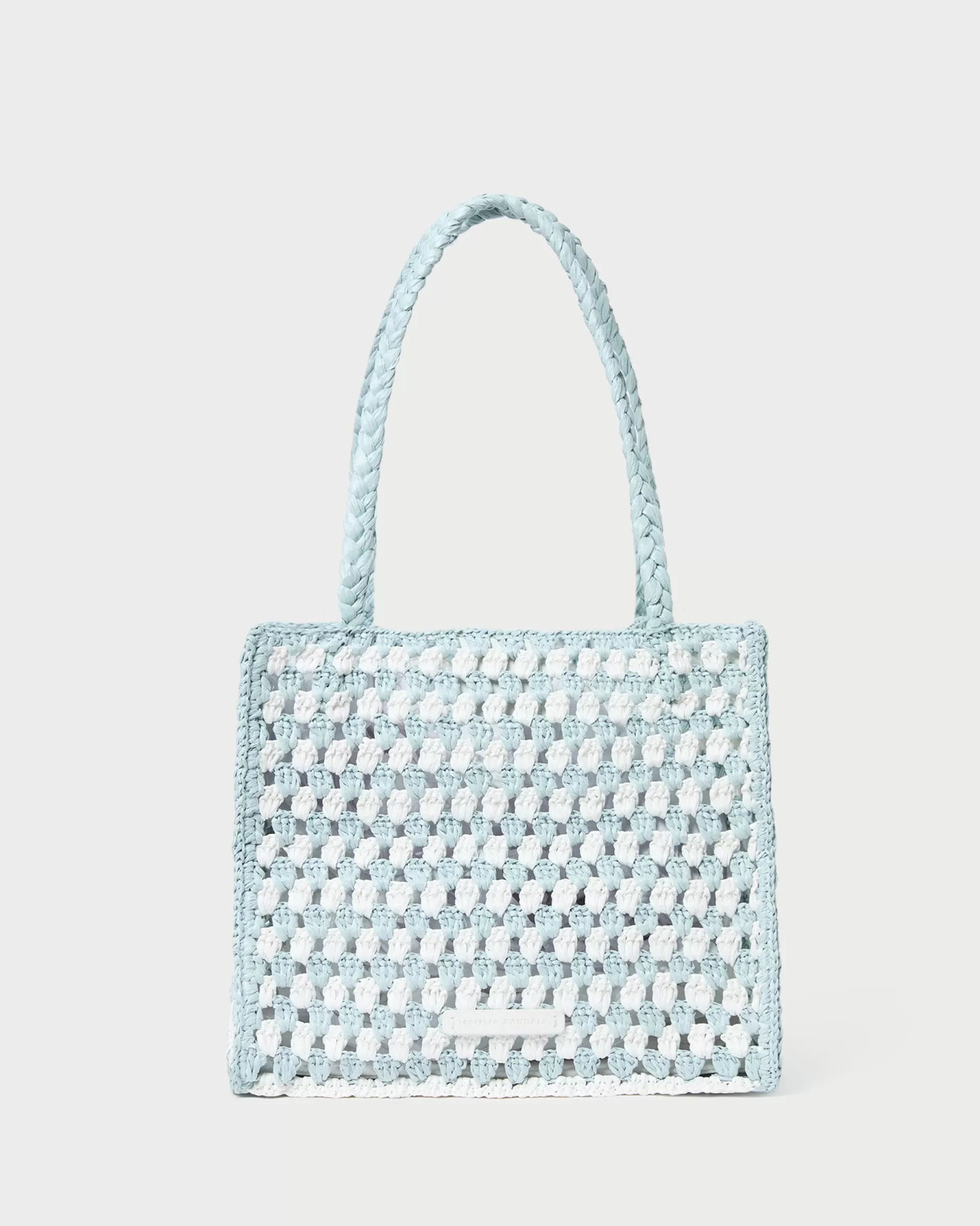 Loeffler Randall Missy Blue/Cream Crochet Tote