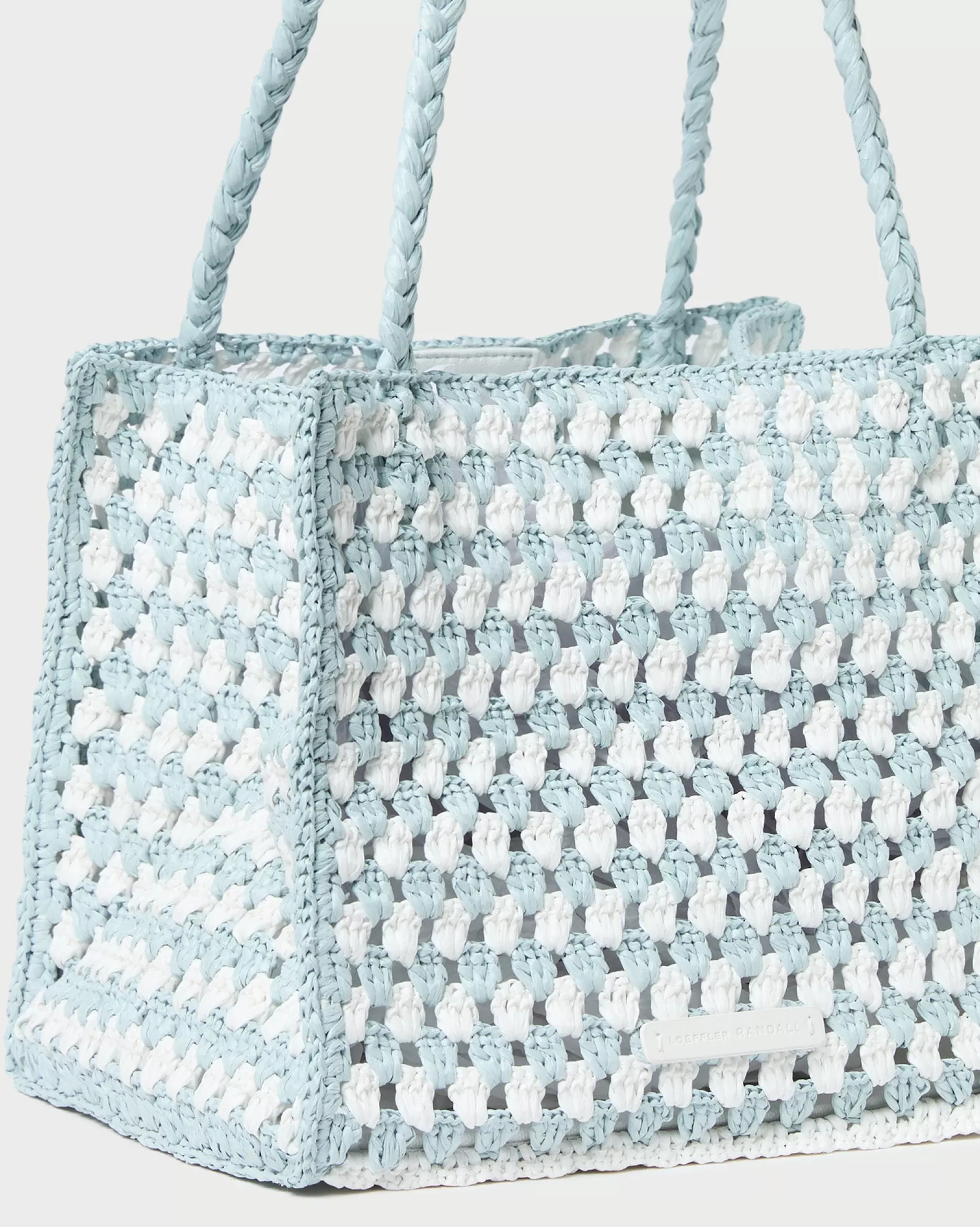 Loeffler Randall Missy Blue/Cream Crochet Tote