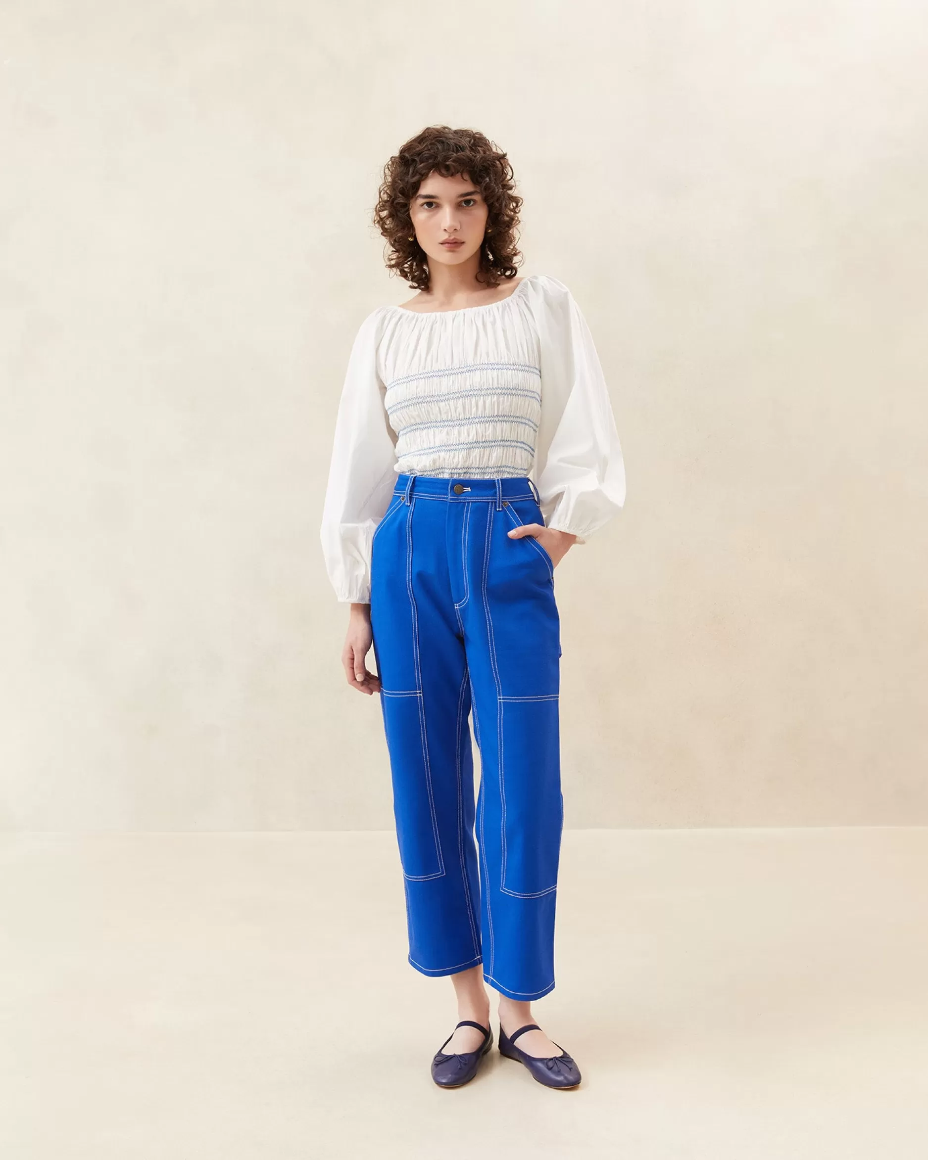 Loeffler Randall Molly Blue Denim Carpenter Pant