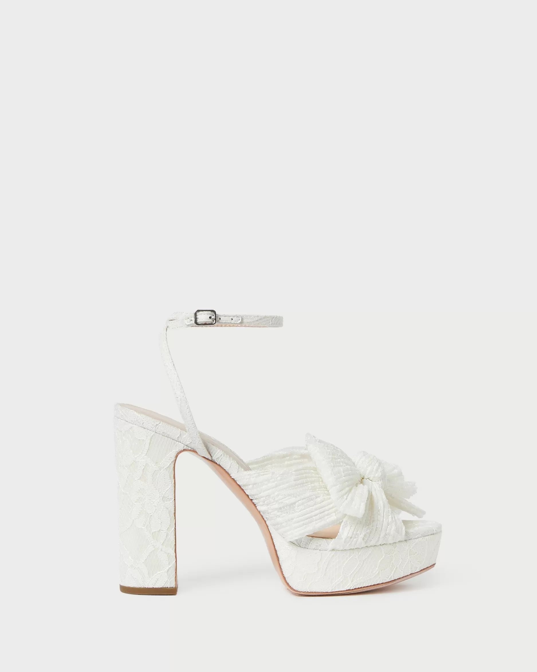 Loeffler Randall Natalia White Lace Bow Heel