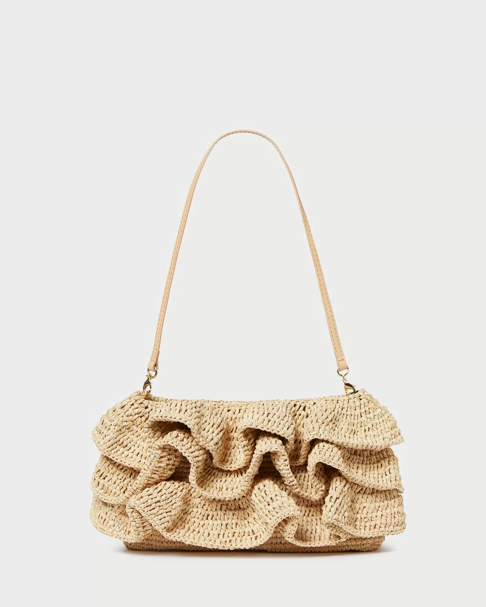 Loeffler Randall Odette Natural Ruffle Clutch