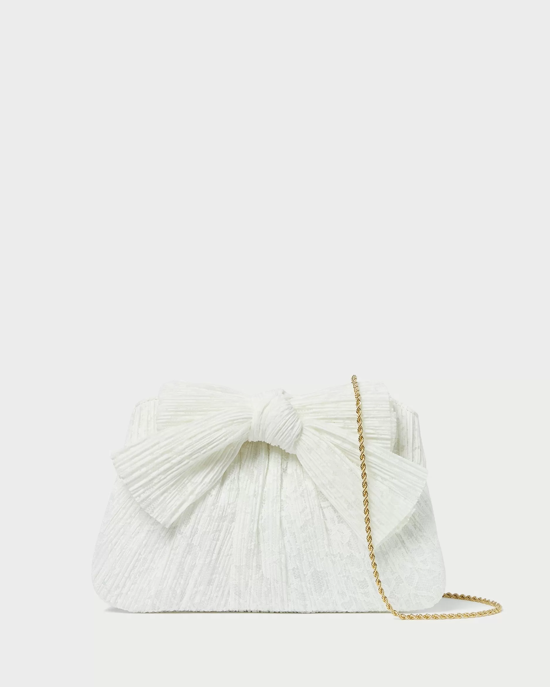 Loeffler Randall Rayne White Lace Bow Clutch