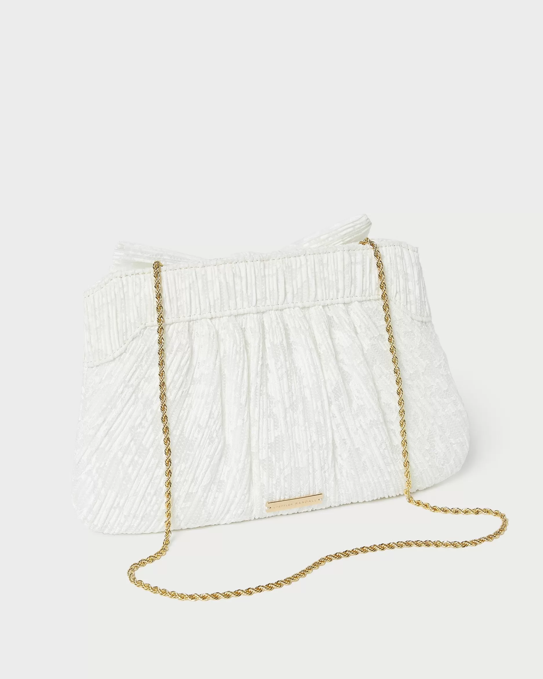 Loeffler Randall Rayne White Lace Bow Clutch