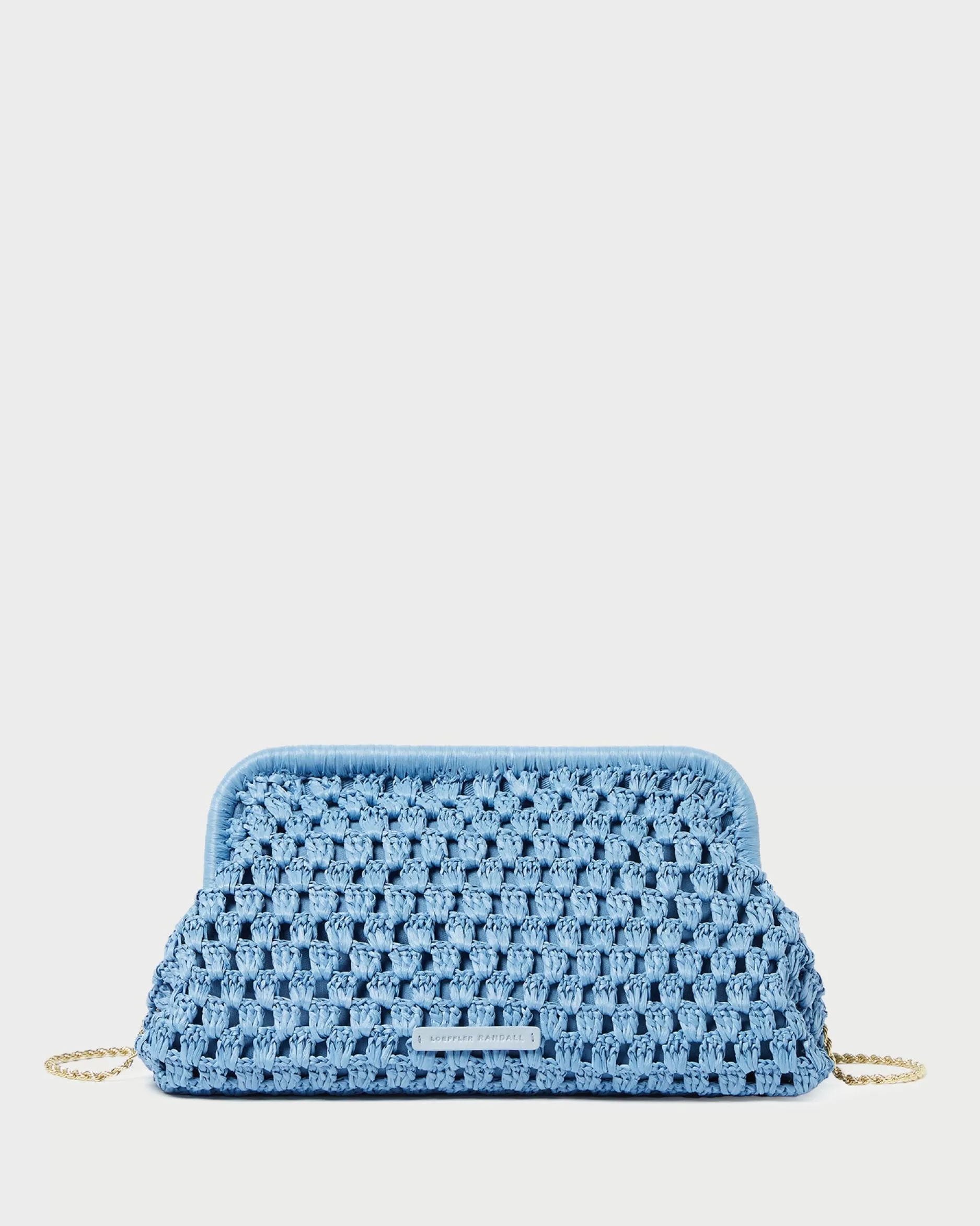 Loeffler Randall Trudie Blue Crochet Frame Clutch